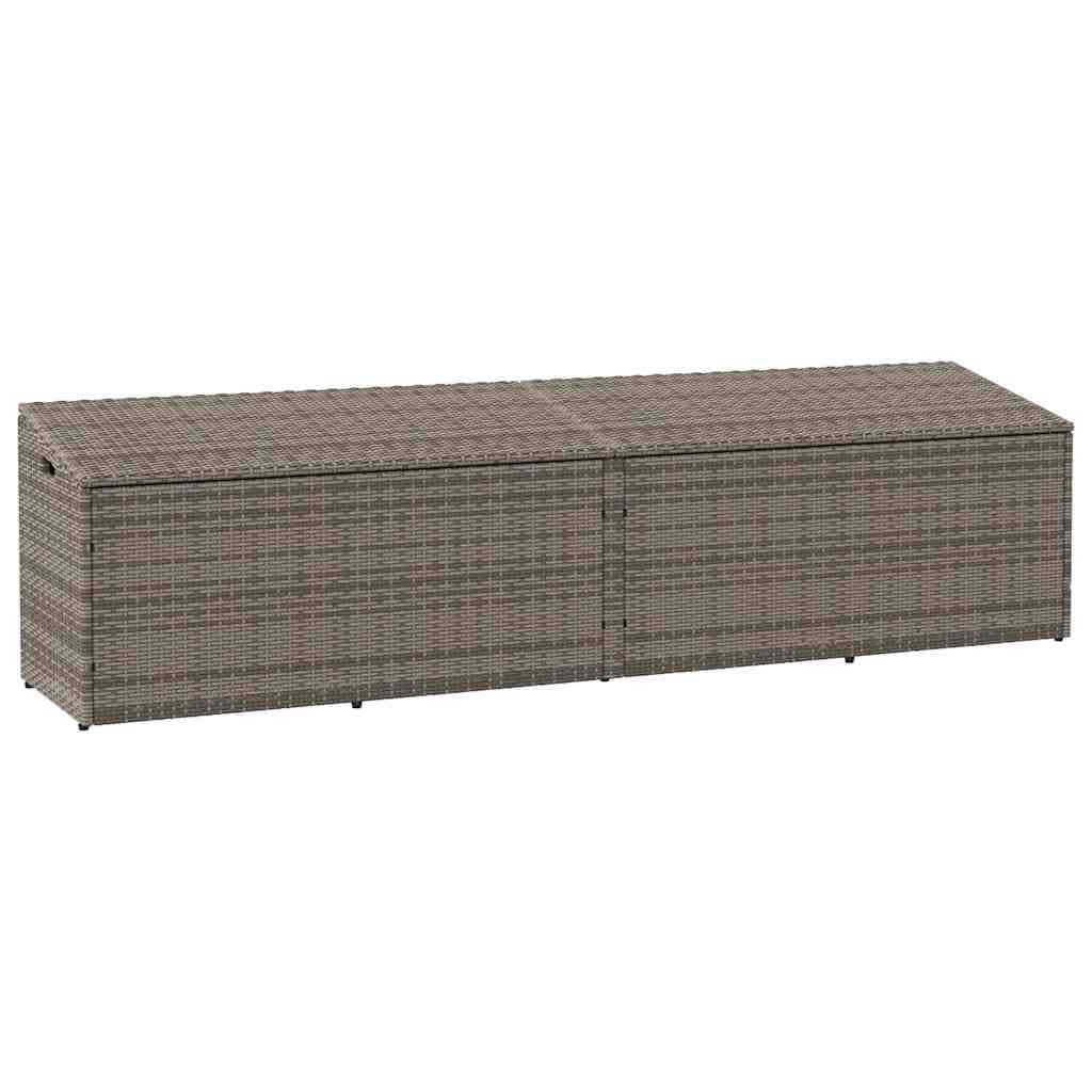 vidaXL Garden Storage Box Grey PE rattan, Powder-Coated Steel Large - 19.7 x 86.6 x 22.8