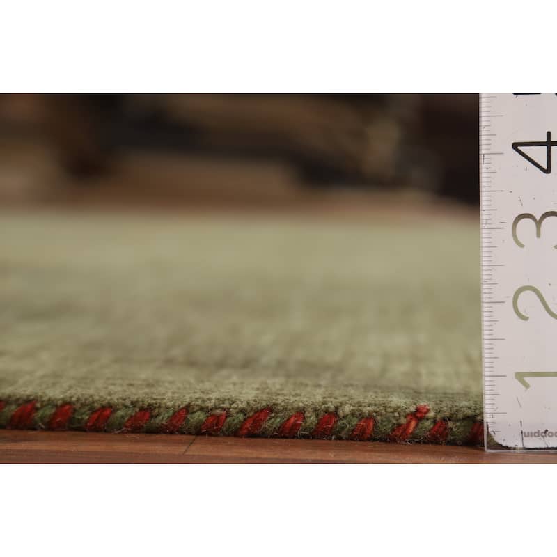 Tribal Green Gabbeh Oriental Area Rug Handmade Wool Carpet - 8'1"x 10'1"