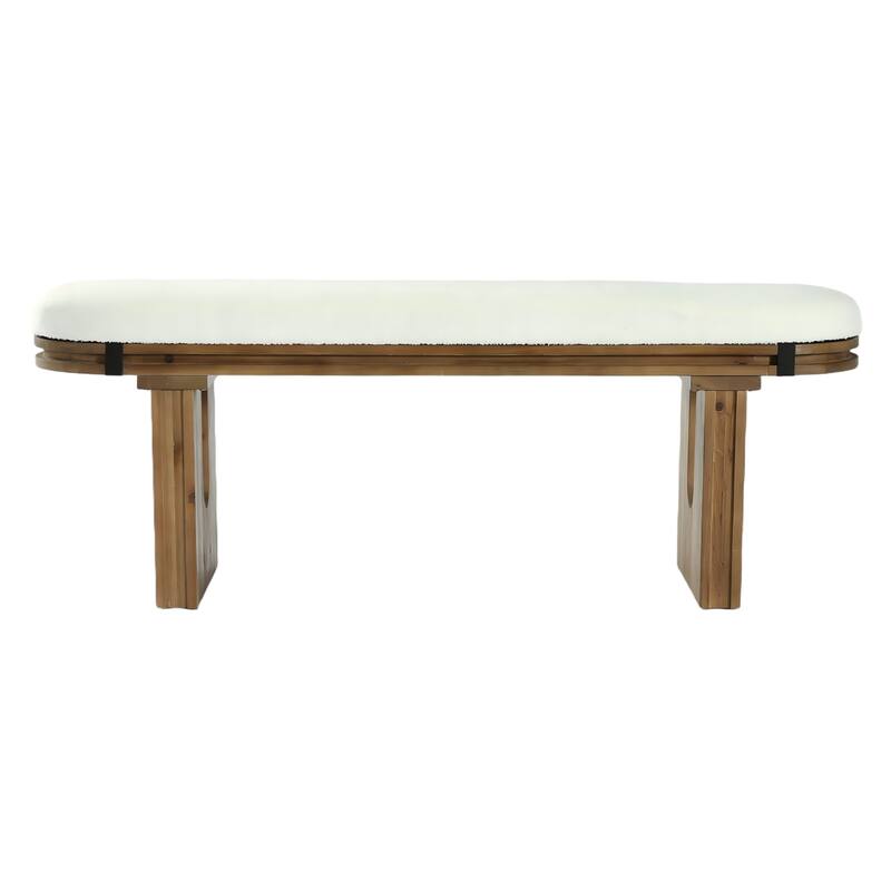 47.24" Solid Wood Upholstered Bedroom Bench, Bed End Entryway Bench for Hallway Living Room Kitchen