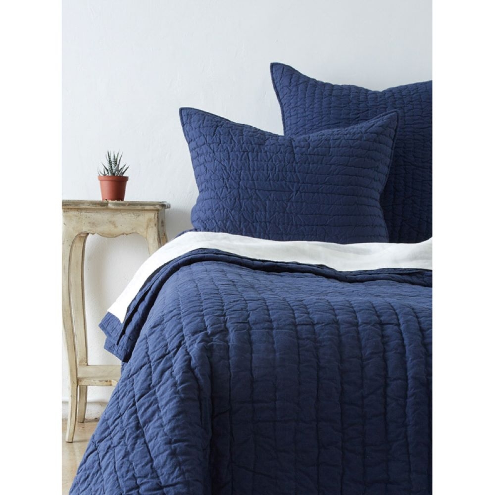 Cottage Home Brighton Navy Blue Cotton Single Quilt or Pillow Sham