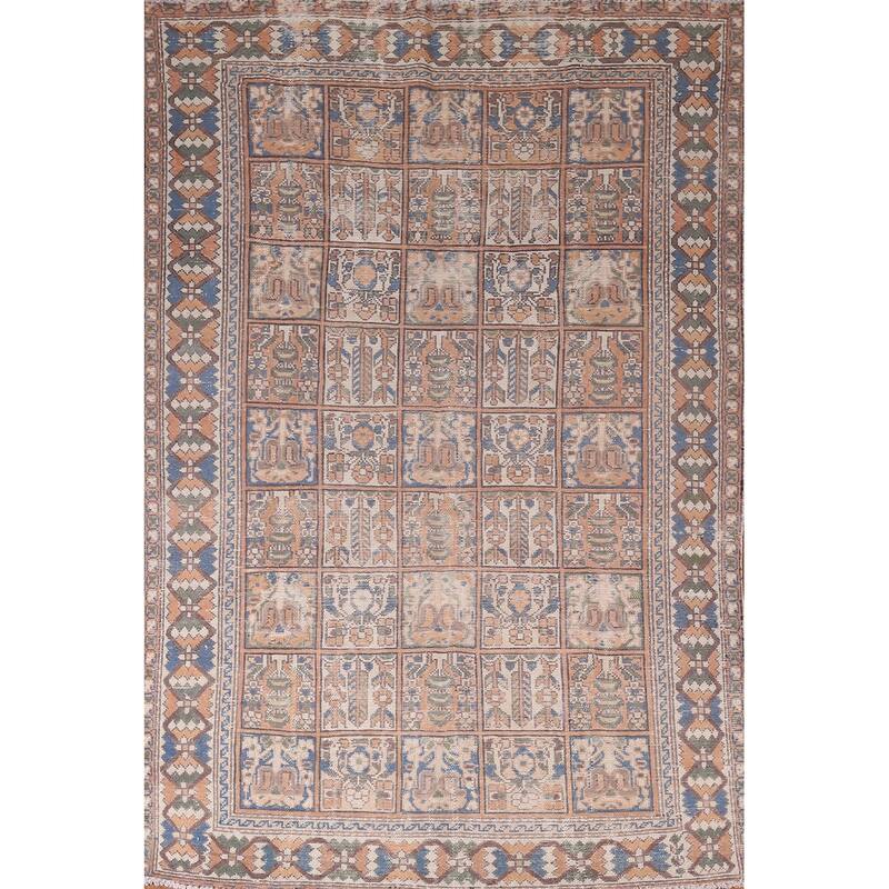 Bakhtiari Persian Vintage Area Rug Handmade Orange Wool Carpet - 6'5"x 9'4"