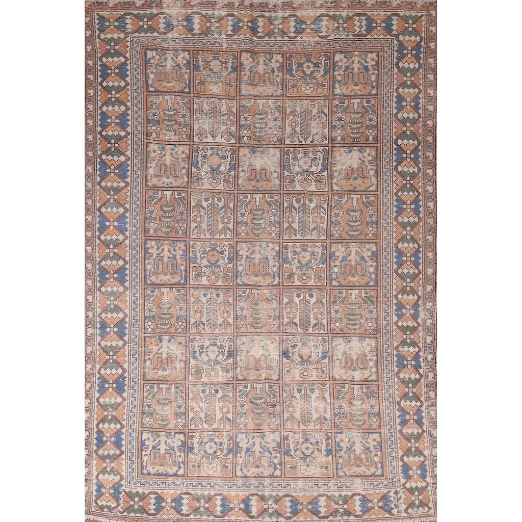 Bakhtiari Persian Vintage Area Rug Handmade Orange Wool Carpet - 6'5"x 9'4"