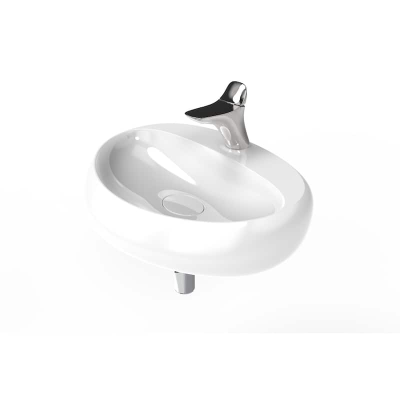 Rosaria 24" Glossy White Porcelain Wall Mounted Bathroom Sink