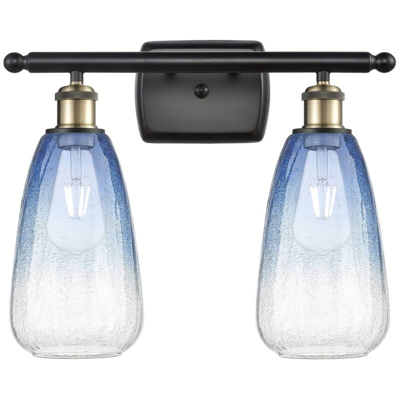 Innovations Lighting 516-2W-14-16 Brookhaven Almond Vanity Brookhaven - Black Antique Brass / Sapphire Blue