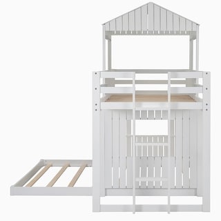 Twin Over Full Bunk Bed with Playhouse Design - Customizable Layout