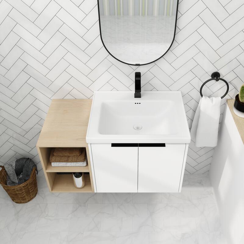 ARTCHIRLY 24/36/48/60/72/84 Inch Bathroom Vanity with Sink, Floating Bathroom Vanity with Soft Close Door and Shelf