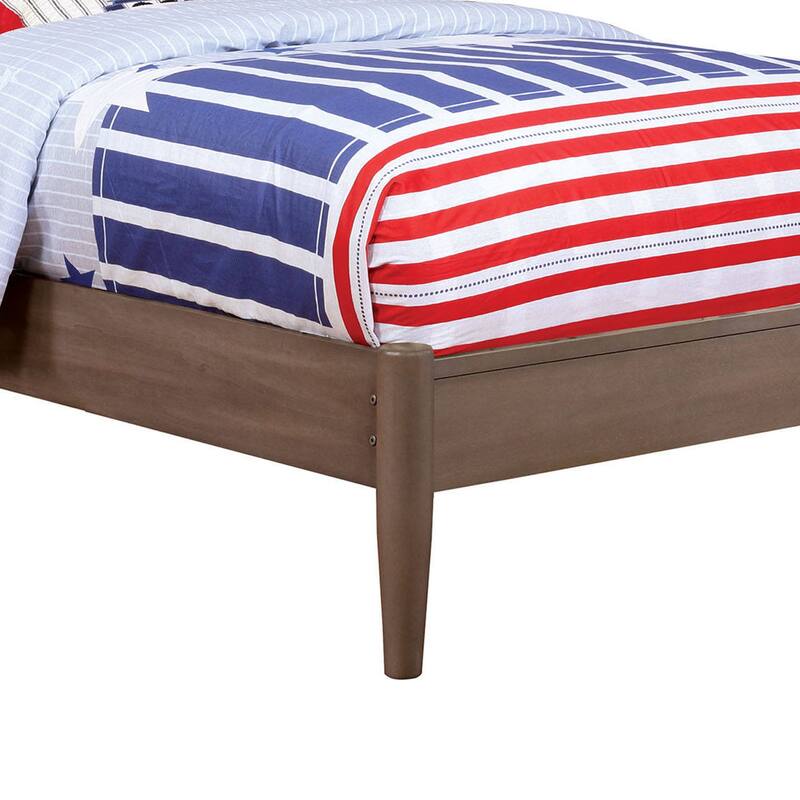 Wooden Transitional Twin Bed with Round Tapered Legs, Gray