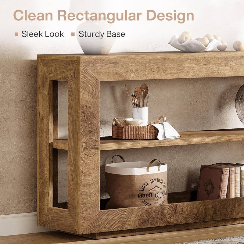 63" Farmhouse Wood Console Entryway Hallway Table with 3 Storage Shelf - 63" W x 13.8" D x 33.5" H