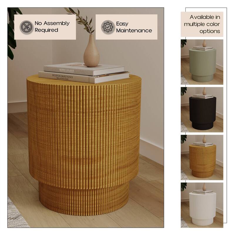 Eden 14-Inch Wide Round Side Table in Fiberstone Accent End Table for Indoor and Outdoor