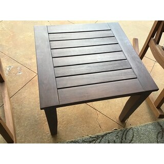 Havenside Home Moosonee Brown Wood Patio Ottoman Side Table