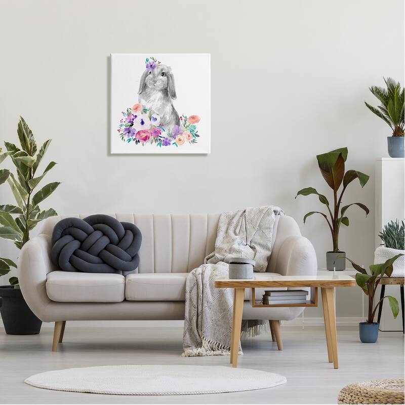 Stupell Spring Florals Rabbit Canvas Wall Art Design by Jennifer Paxton Parker