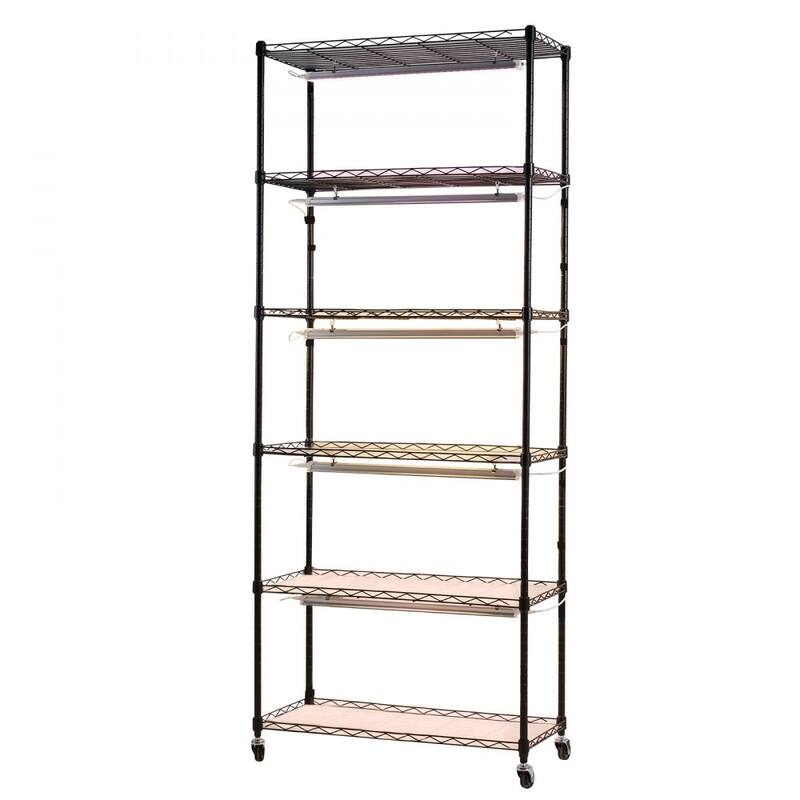 Black Metal 6-Tier Indoor Plant Stand with 5 3-Color LED Grow Lights and Timer - 29.53 x 13.78 x 70.87 in