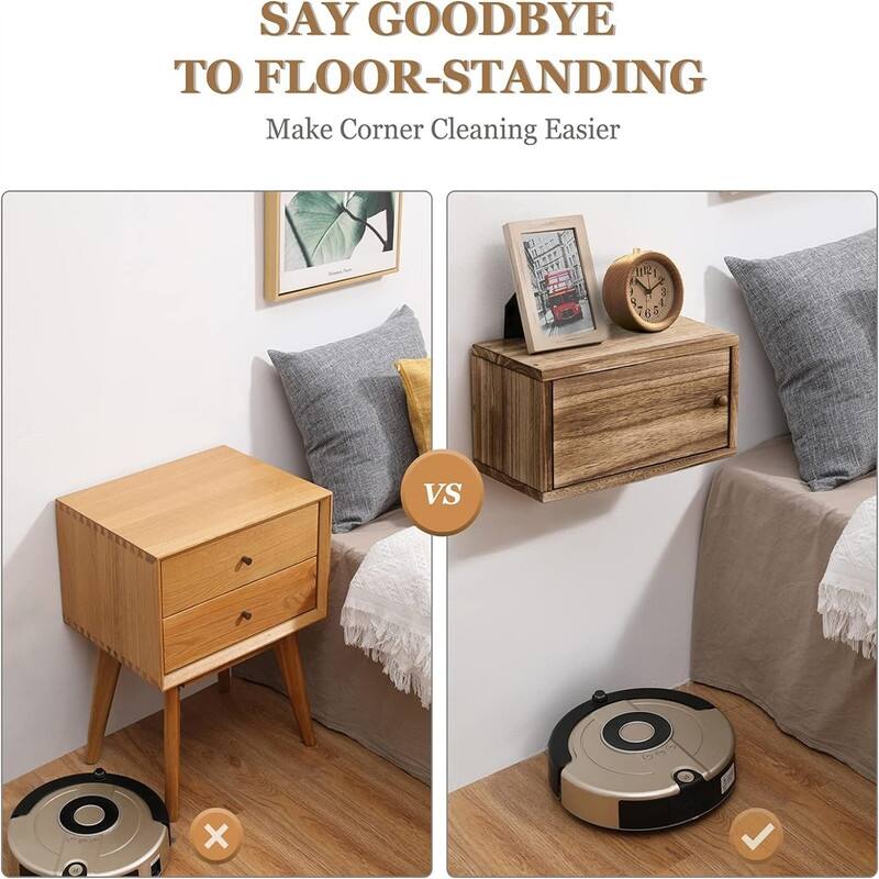 Floating Shelves for Wall Wood Shelf with Removable Door Farmhouse Rustic Wood - 7.1"D x 13.7"W x 7.1"H