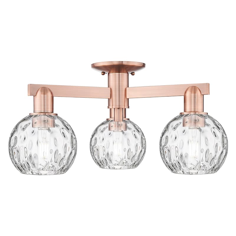 Innovations Lighting 716-3F-10-24 Athens Water Glass Semi-Flush Athens - Antique Copper / Clear Water Glass