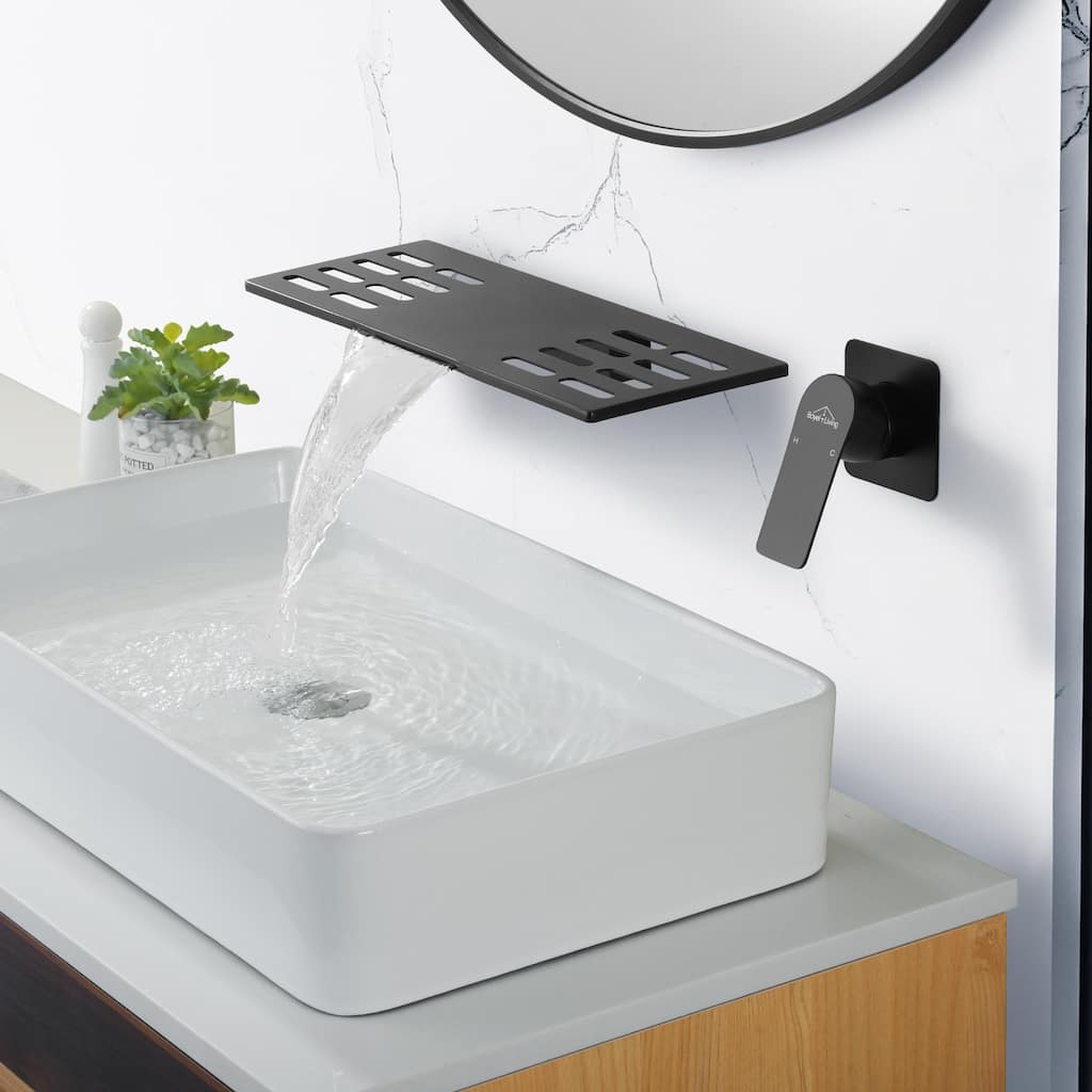 Waterfall Faucet 1-Handle Wall Mount Lavatory Faucet Mixer Tap
