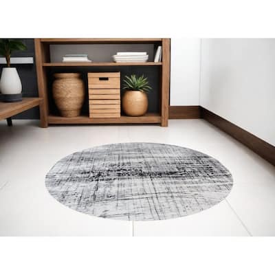 Kuqed Geometric Abstract Modern Non Skid Woven Area Rug By HomeRoots - 48' X '48' X '0.12