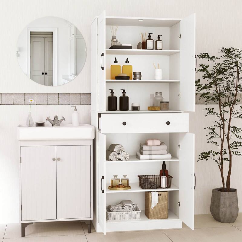 Costway 72" Tall Kitchen Pantry Modern Farmhouse Cupboard Cabinet with - See Details