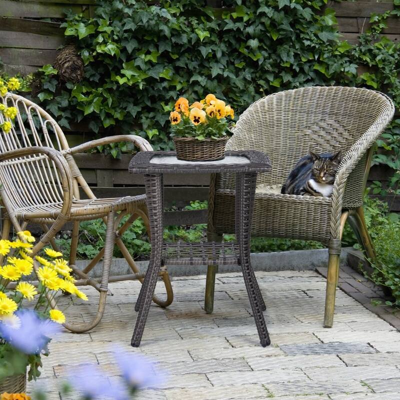 Patio 22 in. Wicker Side Table