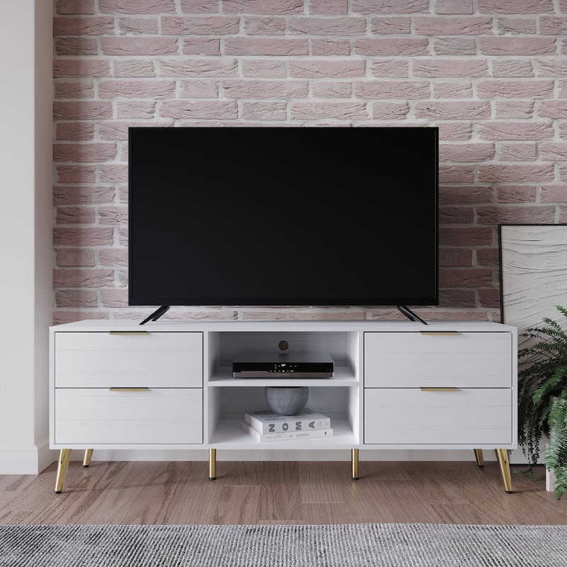 CraftPorch Elegance TV Stand Console with 2 Bookcase Living Room Set