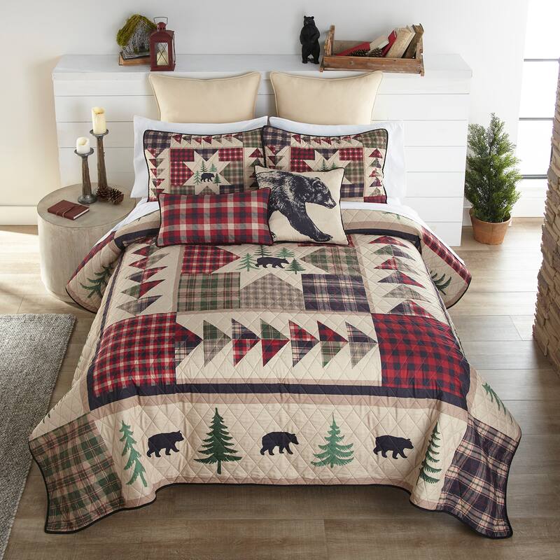 Donna Sharp Forest Point 3PC Quilt Set - Beige - Queen