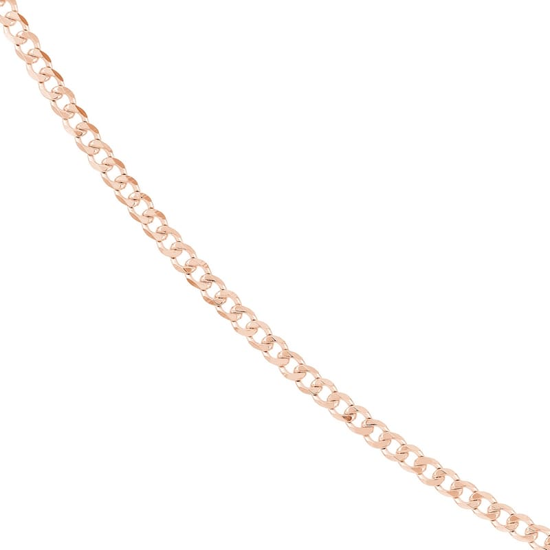 Curata 14k Yellow, Rose or White Gold 2.7mm Open Curb Chain Bracelet Lobster Lock Closure