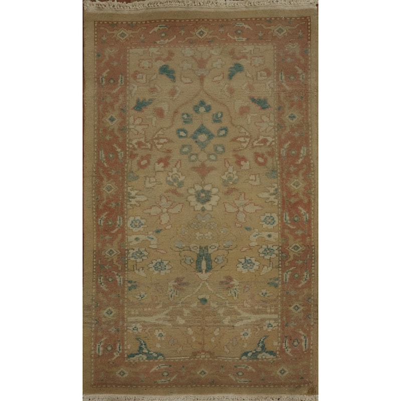 Hand Knotted Oriental 100% Wool Carpet Traditional All-Over Brown Ziegler Area Rug - 3' 7'' X 2' 0''