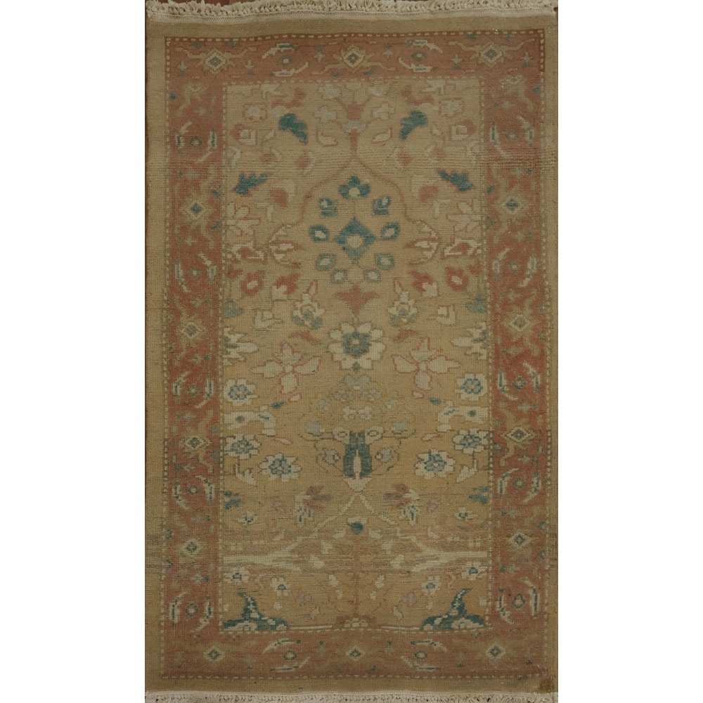 Hand Knotted Oriental 100% Wool Carpet Traditional All-Over Brown Ziegler Area Rug - 3' 7'' X 2' 0''
