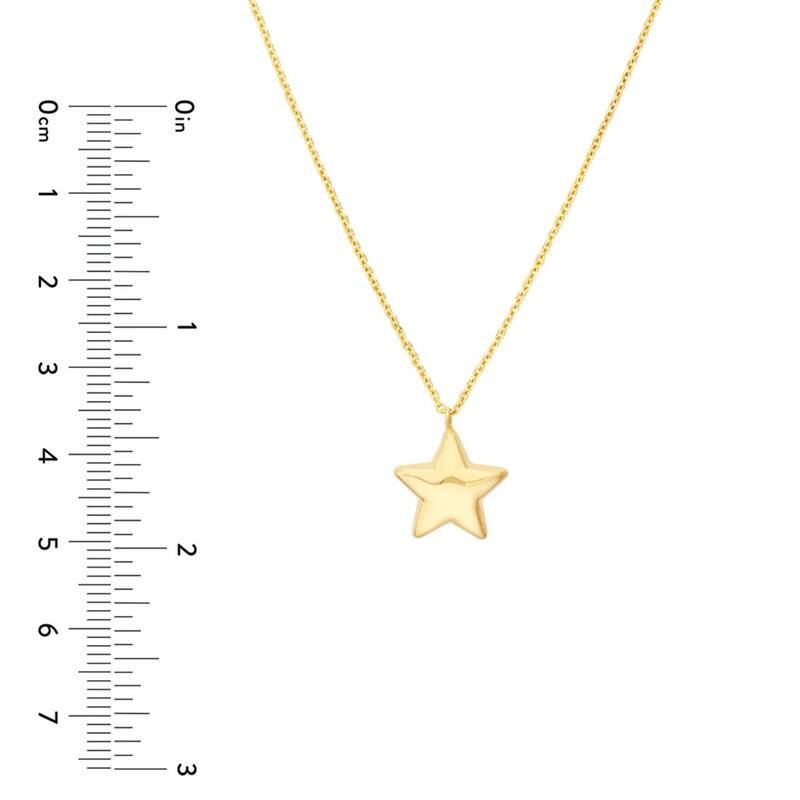 Marquee Jewels 14K Solid Yellow Gold Puff Star Necklace with Lobster