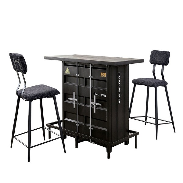 3 Piece Bar Table Set with Two Chairs in Black And Dark Oak Bed