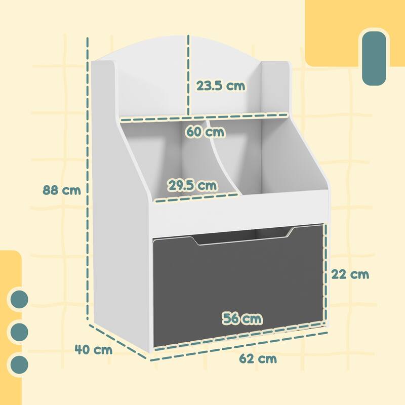 Kids Bookshelf and Toy Storage Organizer 3 Tier Bookcase,for Children's Room,Bedroom,Playroom,Nursery