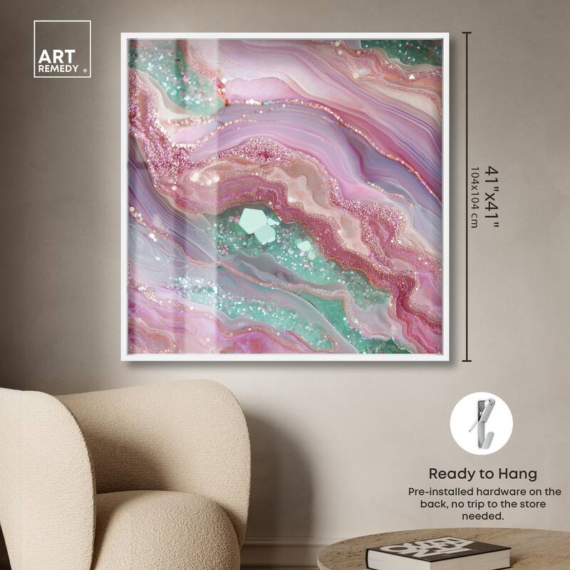 Pink and Mint Crystal II Shadowbox by Art Remedy