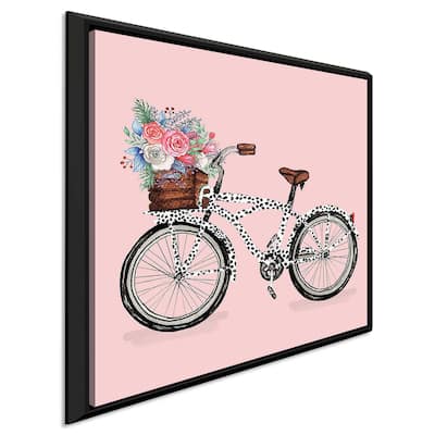 "Bicycle With Flower Basket" Print on Floating Canvas