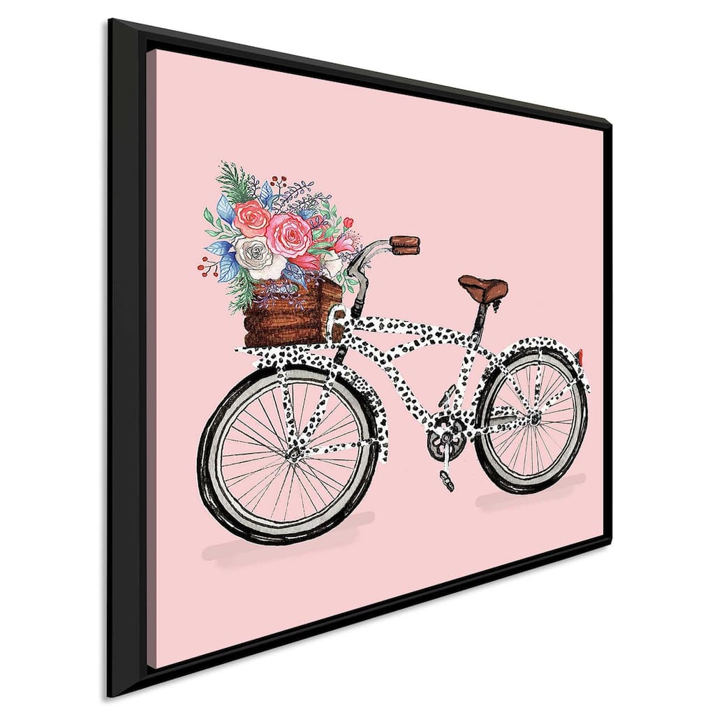 "Bicycle With Flower Basket" Print on Floating Canvas