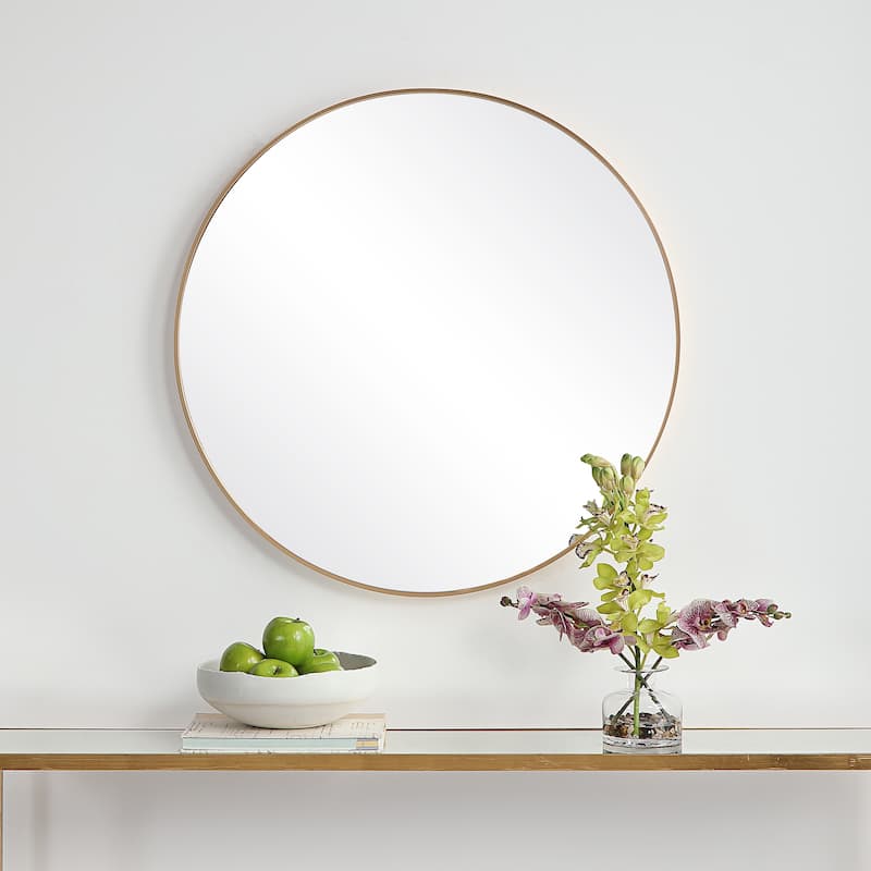 Copper Grove Aluminum Thin-framed Round Wall Mirror