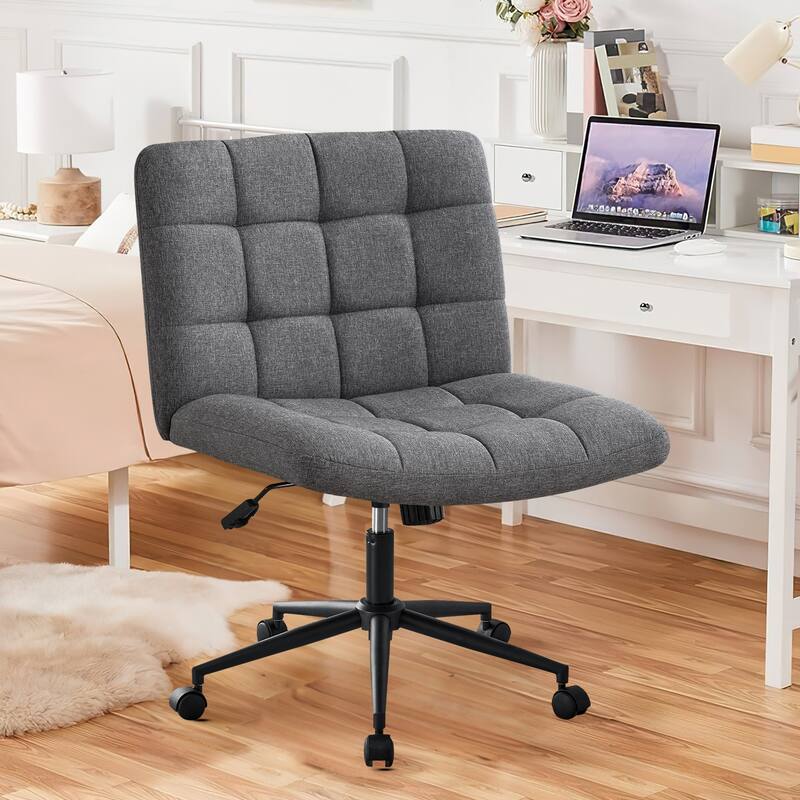 Home Office Desk Chair Armless Office Desk Chair with Cashmere Lumbar Support Adjustable Height, for Home Office Study Room - Grey