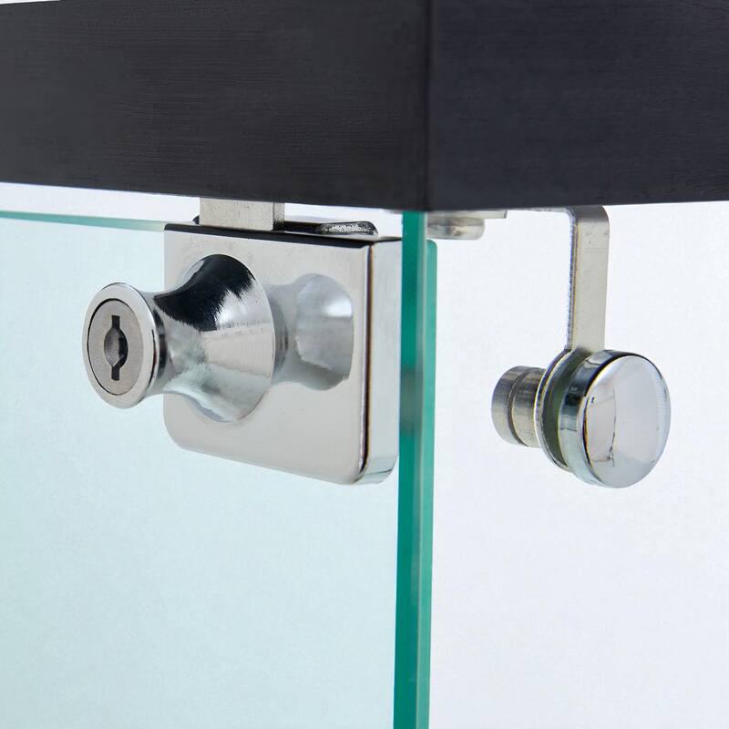 Non-Lit Glass Display Cabinet with Lockable Door and Soft-Close Drawers, 3 Adjustable Shelves, Tempered Glass Showcase