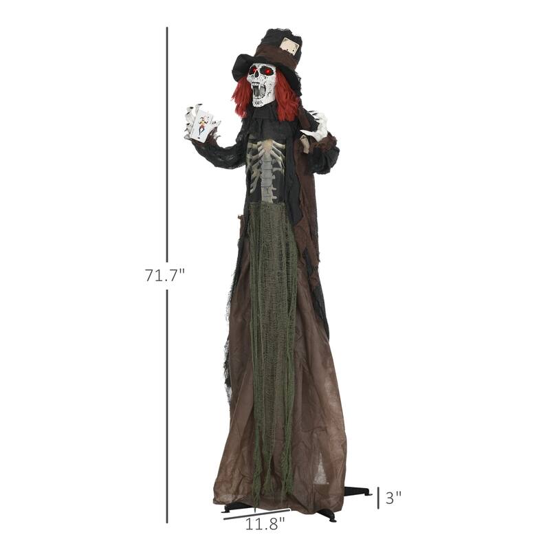 6' Life Size Outdoor Halloween Animatronic Zombie Realistic Skeleton Chest Sharp Teeth Sound Motion Activated Light Up Eyes