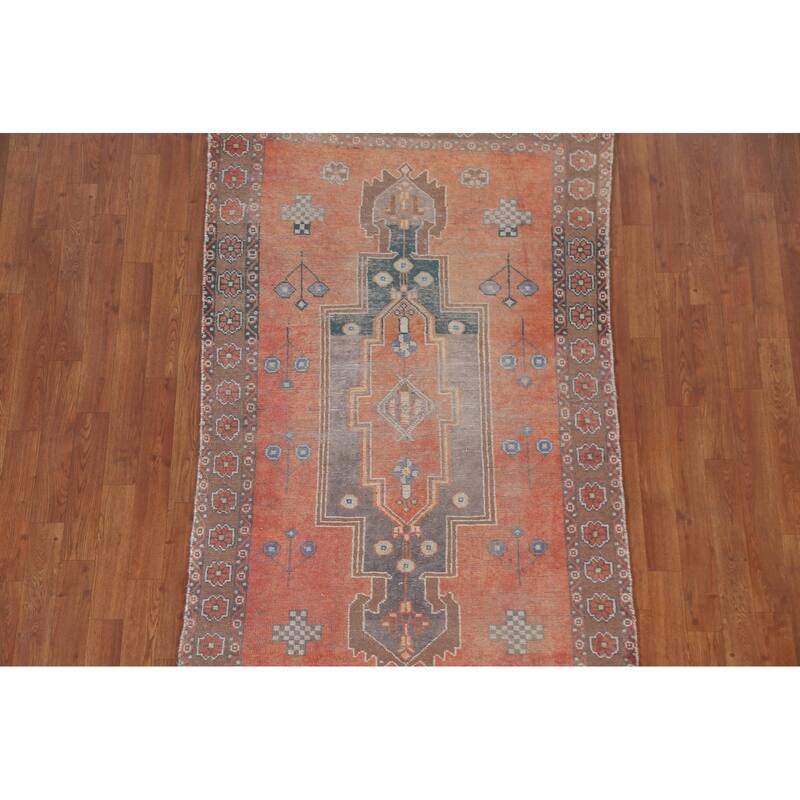 Hand Knotted Oriental 100% Wool Carpet Traditional Geometric Oranges & Rust Sirjan Area Rug - 6' 4'' X 3' 7''
