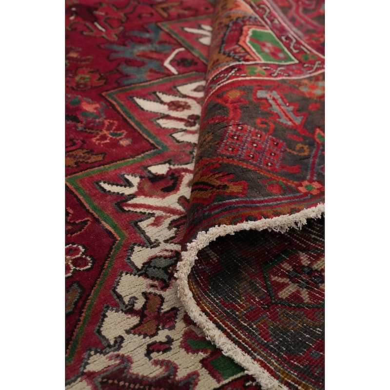 Hand Knotted Oriental 100% Wool Carpet Traditional Medallion Red Heriz Area Rug - 12' 10'' X 9' 11''