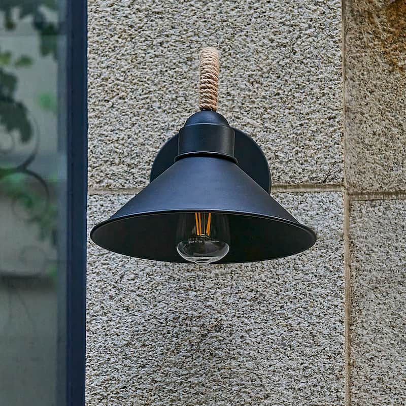 Natural Home 1 light 12 inch black finish Indoor Wall Sconce with decorative rope - 12 inch