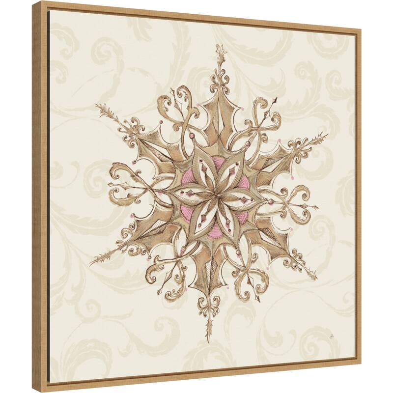 Elegant Season Snowflake I Pink by Daphne Brissonnet Canvas Art Framed - 22 x 22 in