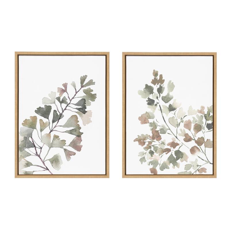 Kate and Laurel Sylvie Botanical Framed Canvas by Sara Berrenson