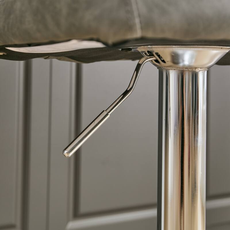 Modern PU Upholstered Bar Stools Set of 2, Swivel Barstools with Tufted Back, Adjustable Seat Height with Chrome Base