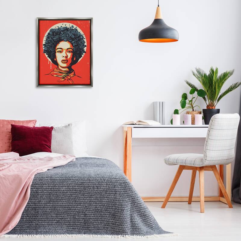 Stupell Vibrant Portrait of Woman Framed Floater Canvas Wall Art Design By Balazs Solti