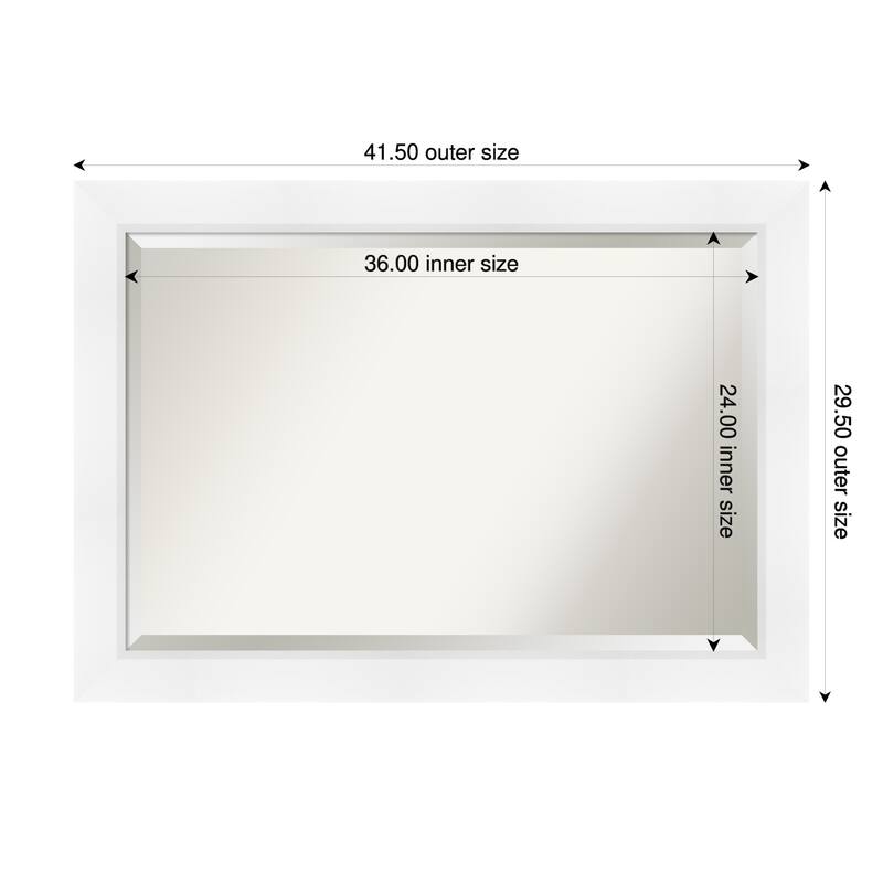 Sloped Beveled Framed Wall Mirror - 42 x 30 in - Sloped White