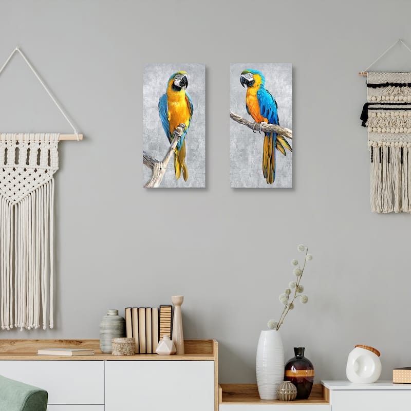Tropical Parrots-I & II by Studio Arts Canvas Art Prints
