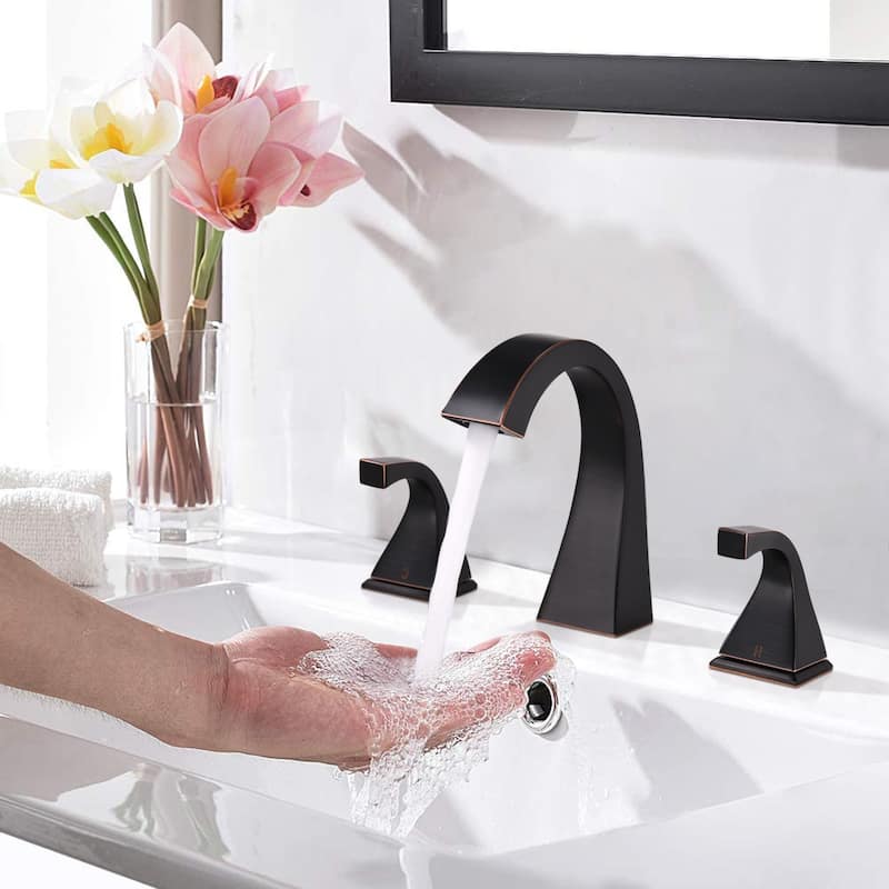 Proox 8 inch Widespread Bathroom Faucet 2 Handle Deck Mounted w/ Drain Assembly