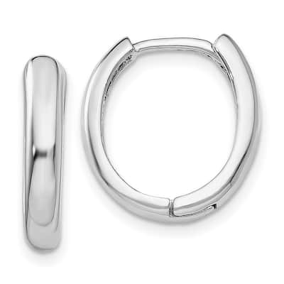 Curata 14k White Gold Polished Domed Hinged Round Hoop Earrings 10x4mm