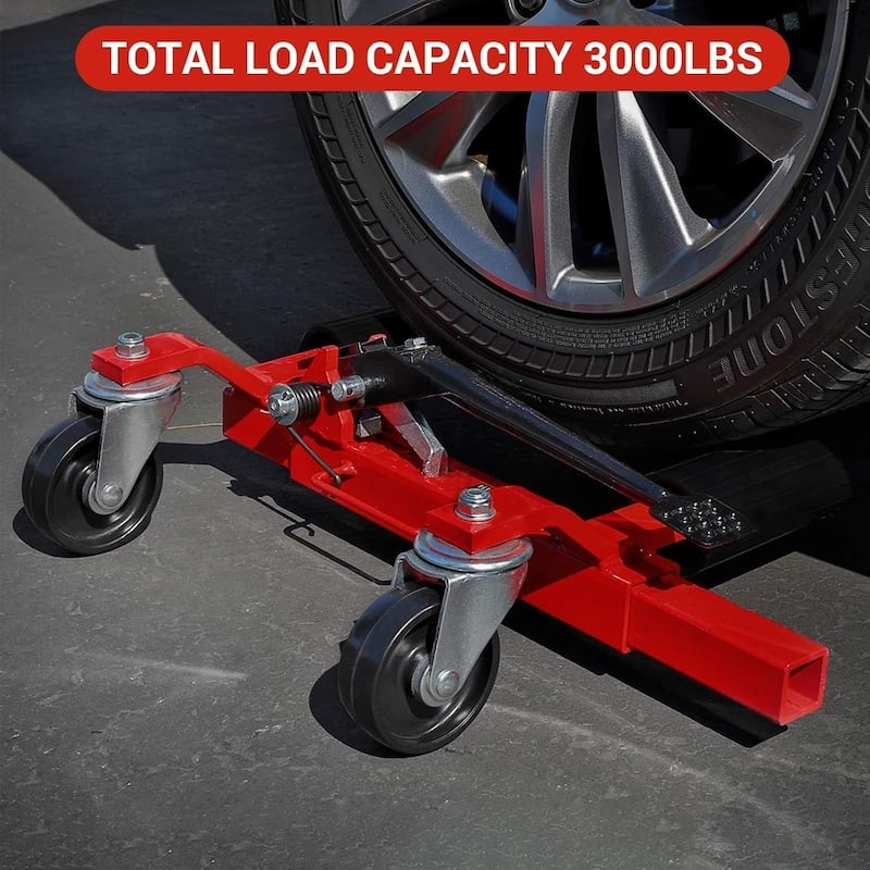 2-Pack Hydraulic Car Wheel Dolly Set 1500-lb Capacity per Dolly Heavy-Duty with Top-Mounted Cylinder