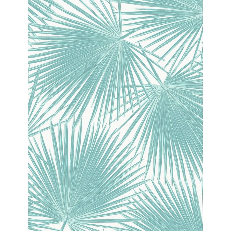 NextWall Aruba Palm Peel and Stick Wallpaper - 27 in. W x 18 ft. L - Tropical Aqua